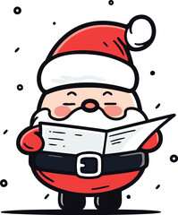 Santa Claus with a book in his hands. Vector illustration in cartoon style.