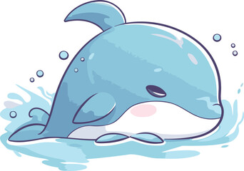 Naklejka premium Cute cartoon killer whale. Vector illustration isolated on white background.