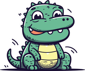 Cute cartoon crocodile. Vector illustration of a crocodile.