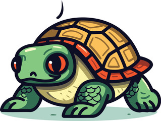 Cartoon turtle character. Vector illustration of funny turtle with eyes.