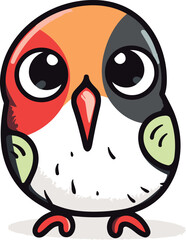 Cute cartoon little bird isolated on white background. Vector illustration.