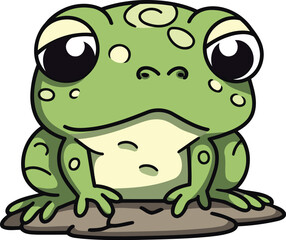 Cute cartoon frog isolated on a white background. Vector illustration.