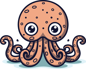 Cute cartoon octopus. Vector illustration isolated on white background.