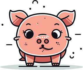 Cute piggy. Vector illustration in flat cartoon style. Cute animal.
