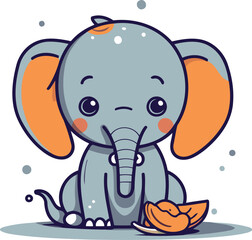 Cute cartoon elephant. Vector illustration of a cute baby elephant.