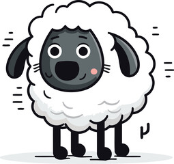 Cute sheep with funny face. Vector illustration in cartoon style.