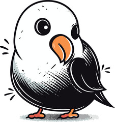 Cute cartoon bird isolated on a white background. Vector illustration.