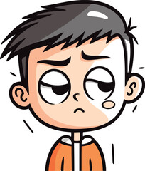 Angry boy cartoon vector illustration isolated on white background. Emotional boy.