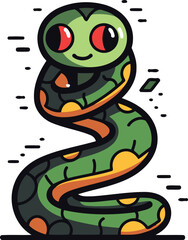 Cute cartoon snake. Vector illustration. Isolated on white background.