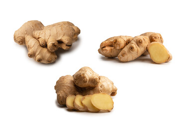 Ginger root isolated on white background.