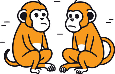 Monkey vector illustration. Funny cartoon monkey character. Vector illustration.