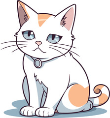 Fototapeta premium Illustration of a cat sitting on a white background. Vector illustration