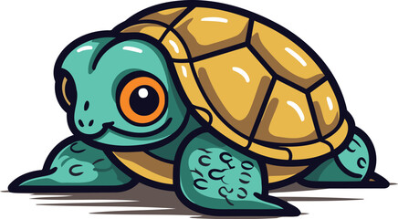 Obraz premium Cute cartoon turtle isolated on a white background. Vector illustration.