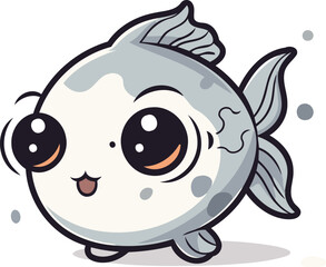 Obraz premium Kawaii Fish Cartoon Mascot Character Vector Illustration.