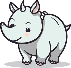 Fototapeta premium Cute rhinoceros cartoon character. Vector illustration design.