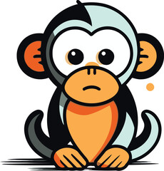 Fototapeta premium Cute cartoon monkey isolated on a white background. Vector illustration.