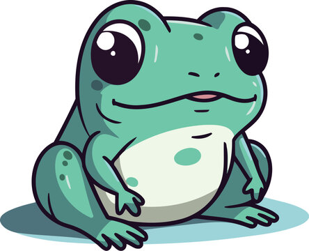 recommend clip art: Cute cartoon frog isolated on a white background. Vector illustration.