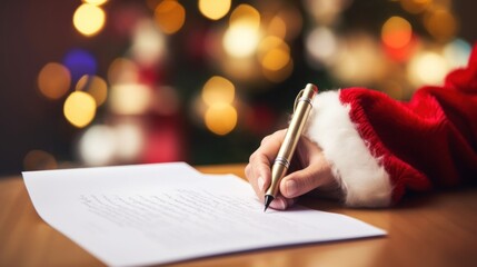 A person in santa claus suit writing a letter, AI - Powered by Adobe
