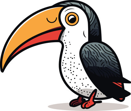 recommend clip art: Cute cartoon toucan bird. Vector illustration isolated on white background.