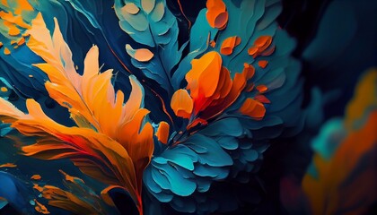 autumn leaves background in painting style. Generated in AI