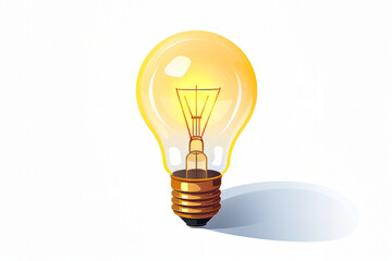 Light bulb with shadow on white background with shadow.