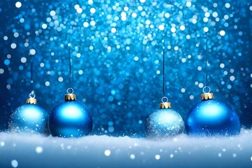 Fototapeta na wymiar blue christmas background with balls