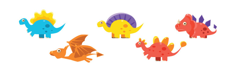 Obraz premium Cute Dinosaur as Colorful Prehistoric Beast and Animal Vector Set