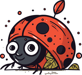 Obraz premium Cute ladybug vector illustration. Hand drawn doodle style.