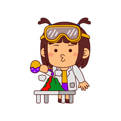 cute scientist girl cartoon character vector illustration