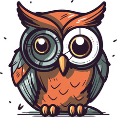 Naklejka premium Owl with big eyes. Cartoon vector illustration isolated on white background.