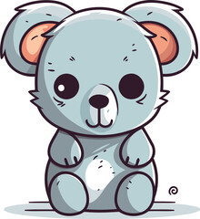 Obraz premium Cute cartoon koala sitting. Vector illustration on white background.
