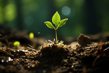 Young Plant Growing In Sunlight