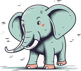 Obraz premium Cute cartoon elephant. Vector illustration isolated on a white background.