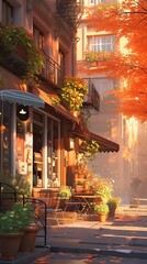 Fototapeta premium Street in the city. AI generated art illustration.