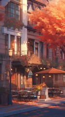 Street in the city. AI generated art illustration.