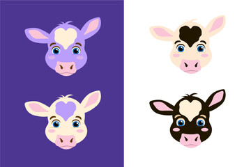 Little cow muzzle flat vector illustration. Calf