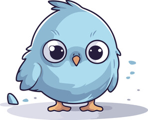 Fototapeta premium Cute blue bird isolated on white background. Vector cartoon illustration.