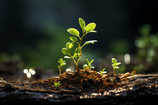 Young Plant Growing In Sunlight