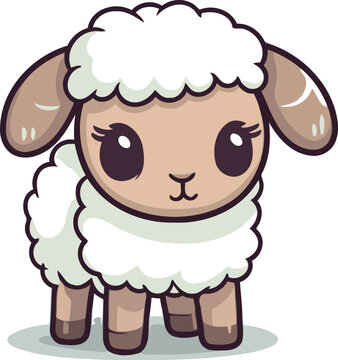 recommend clip art: Cute sheep cartoon character. Vector illustration design isolated on white background