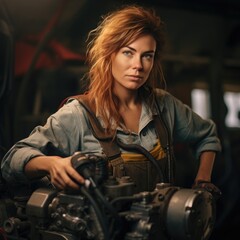 Fototapeta na wymiar portrait of a woman car mechanic