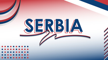 Serbia national day poster banner background with ribbon and flag