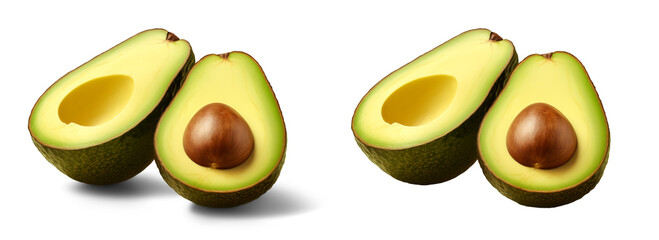 Avocado isolated on a transparent background. PNG. Avocado with shadow. Isolated avocado. 