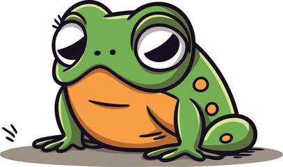 Obraz premium Frog cartoon character. Vector illustration isolated on a white background.