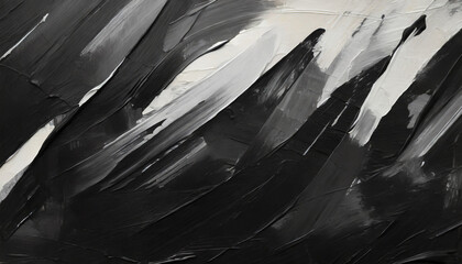 Closeup of abstract rough black art painting texture, with oil brushstroke, pallet knife paint on canvas