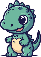 Cute cartoon dinosaur. Vector illustration isolated on a white background.