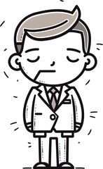 Obraz premium Thinking businessman cartoon doodle vector icon. Drawing sketch illustration hand drawn line.