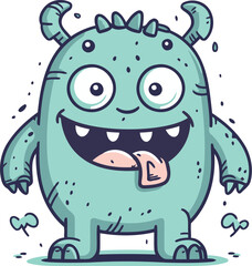 Fototapeta premium Funny cartoon monster. Vector illustration. Cute monster character.