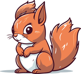 Cute cartoon squirrel isolated on white background. Vector illustration of a squirrel.