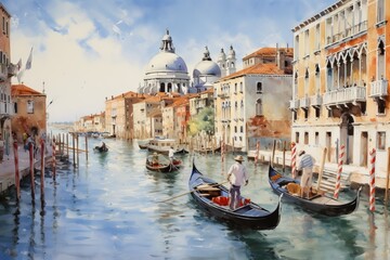 Fototapeta na wymiar Captivating Venice: A Beautiful Cityscape Painting