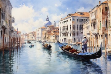 Fototapeta na wymiar Captivating Venice: A Beautiful Cityscape Painting